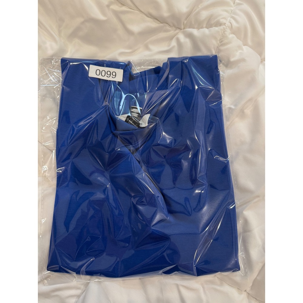 SPANX AirEssentials Cobalt Blue Boxy Short Sleeve Tee Women's Size Small - Picture 7 of 9